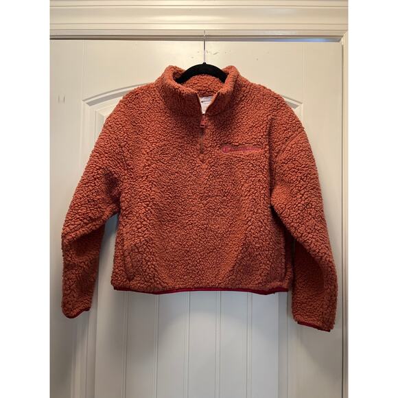 Champion Women’s Soft Cozy‎ High Pile Sherpa Quarter Zip Sweatshirt Size S Pink - Picture 2 of 6